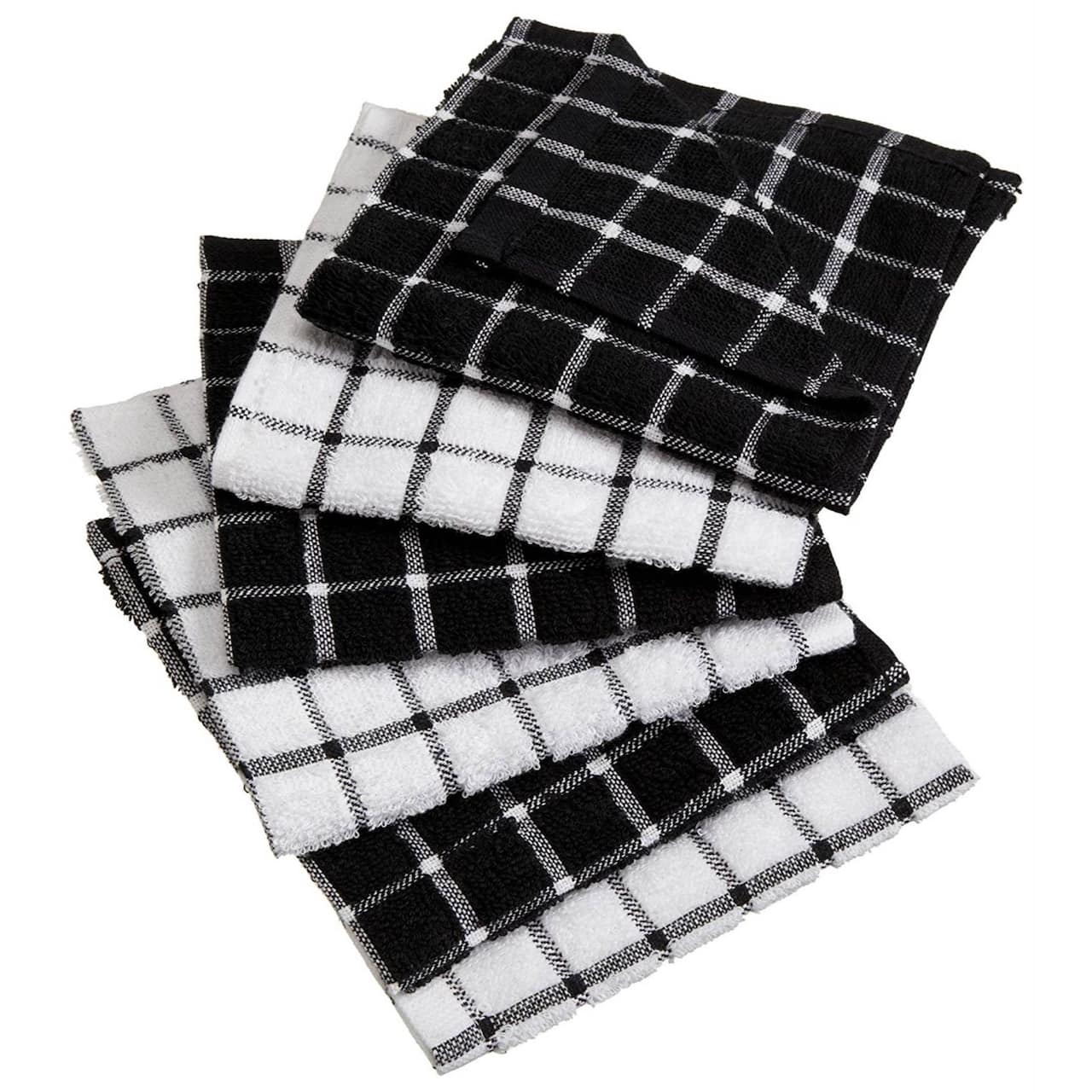 DII® Black & White Windowpane Terry Dishcloths, 6ct.